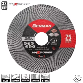   10644 - gyémánt vágókorong, MAXPOWER, csempe és kerámia 115 X 1,6 X 25w