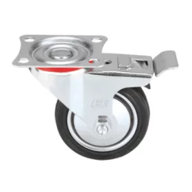 27534 - ipari fekete görgő, forgó fékkel 160mm, 