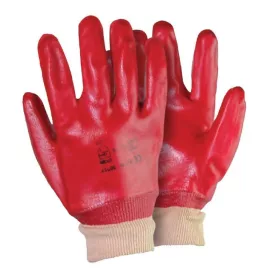   30017 - 10.5'' kesztyű, interlock bélés, piros PVC teljes bevonattal, kötött mandzsetta,