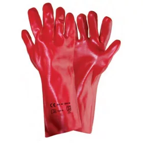   30018 - 27cm páncélozott kesztyű, interlock bélés, piros PVC teljes bevonattal