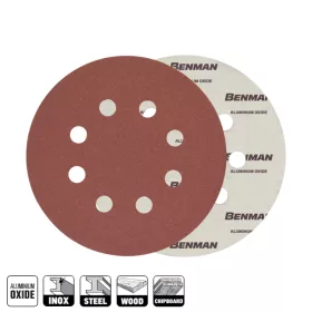   33520 - csiszolótárcsa ALUMINIUM OXID tépőzáras, 8 lyuk 125 - 080K