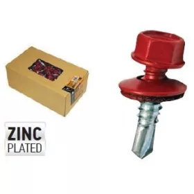   34628 - önmetsző piros hatlapfejű csavar WITH 16mm EPDM -mel bevont alátét fejű CR3+ DIN 7504K, M6