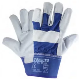   35153 - XL/10'' kesztyű - hasított marhabőr, kék mandzsetta, dupla varrás
