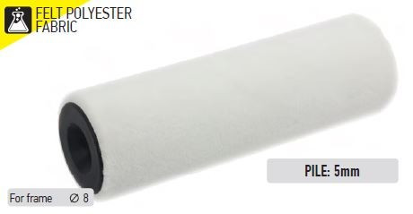 35301 - MINI festőhenger, filc, fehér, poliészter WOVEN, 23cmX48mm
