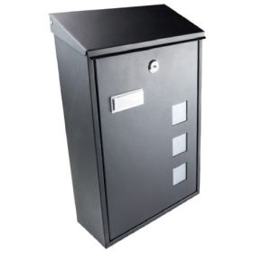 40266 - postaláda ablakkal, fekete, 400X253X110X0.8mm,  40266 - postaláda ablakkal, fekete, 400X253X110X0.8mm,