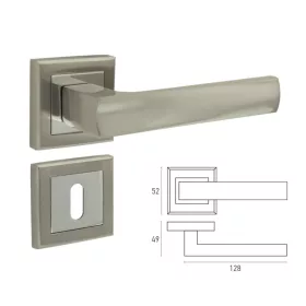   41036 - beltéri kilincs szett (fogantyú + rozetta), alumínium, szatén nikkel/nikkel A1453