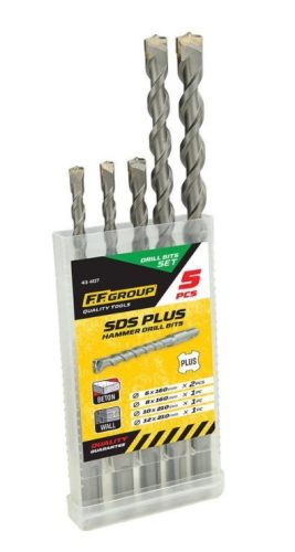 43407 - SDS Plus fúrószár készlet, 5 db-os - 2db 6x160,1db 8x160,1db 10x210,1db 12x210