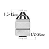 45927 - fúrótokmány fém, kulcs nélküli, AUTO LOCK 13mm - 1/2"