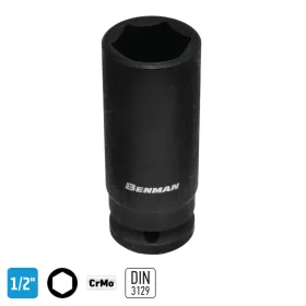   70664 - dugókulcs, hosszú, DEEP IMPACT, HEX, fekete, 1/2", 78mm, 24mm