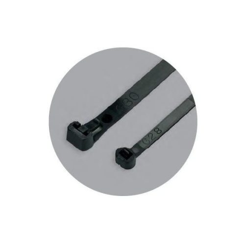 70891 - gyorskötöző, kiengedhető, olaj-,zsír-, sóálló, fekete, 300x7.6mm (100db)