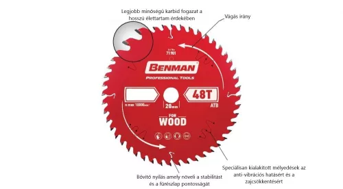 71902 - körfűrész tárcsa fára 184mm / 20mm / 16mm / 2,6mm