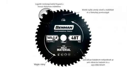 71909 - körfűrész tárcsa 165mm / 20mm / 16mm / 2,0mm