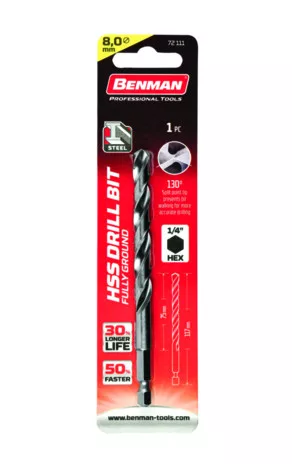72110 - 6mm HSS csavart fémfúrószár, HEX 1/4", DIN 338