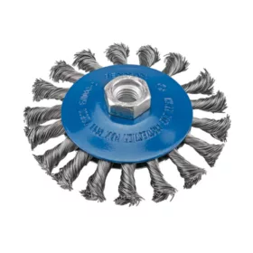 72411 - csavart kúpos drót kefekerék, M14, 115mm, INOX