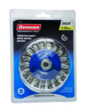 72411 - csavart kúpos drót kefekerék, M14, 115mm, INOX