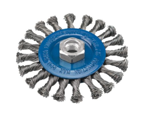 72416 - csavart kúpos drót kefekerék, M14, 115mm, INOX