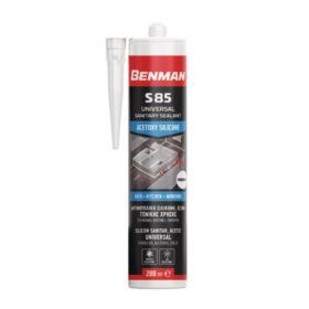 73174 - tömítő szaniter szilikon, acetonos, univerzális. S85, átlátszó, 280ml, BENMAN   73174 - tömítő szaniter szilikon, acetonos, univerzális. S85, átlátszó, 280ml, BENMAN