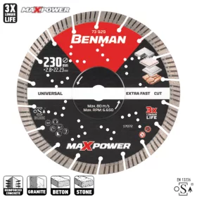   73929 - gyémánt vágókorong, MAXPOWER, univerzális, 230 X 2.8 X 15w