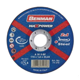   74270 - vágókorong, 115x1.6mm, acélhoz és inox-hoz (rozsdamentes acél), MAXPOWER