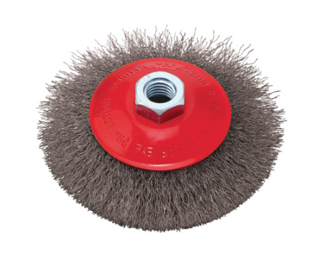 74312 - sárgaréz drótkefe tárcsa, 03mm drót, menet M14*2, 100MM