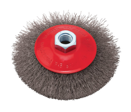 74314 - sárgaréz drótkefe tárcsa, 03mm drót, menet M14*2, 125MM