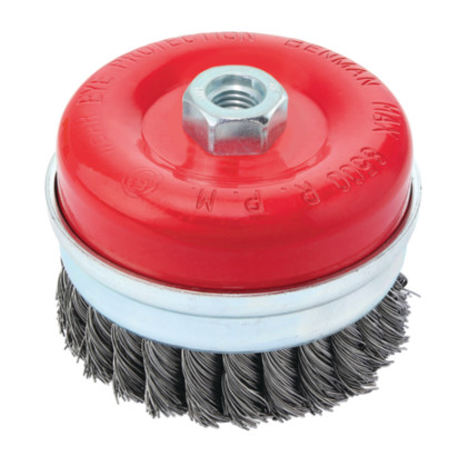 74318 - csavart drótos drótkefe tárcsa, 05mm drót, erősített, menet M14*2.82, O 80mm