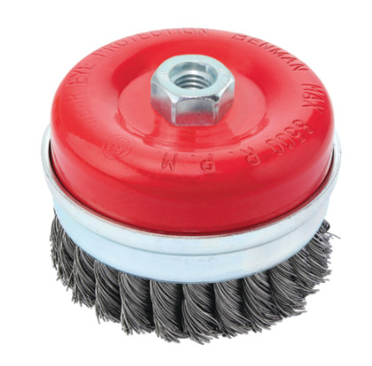 74321 - csavart drótos drótkefe tárcsa, 05mm drót, erősített, menet M14*2.82, O 125mm