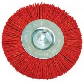 74323 - nylon csiszoló kefekerék, piros, szárral, O100mm