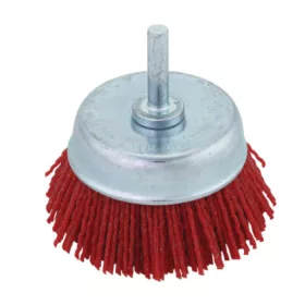   74325 - nylon csiszoló kefekerék, piros, szárral, kúpos, O70mm