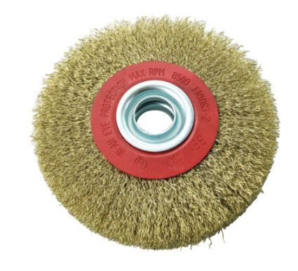 74326 - kefekorong, sárgaréz bevont acél drótok, 0.3mm, dupla kerékhez, lyukkal, O125mm