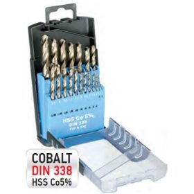   74677 - fúrókészlet 19db HSS Co5% DIN 338, 1.0-10mm x 0.5mm