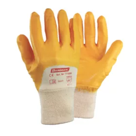   77290 - 10''/XL sárga nitril (NBR) bevont kesztyű, interlock bélés kötött csukló, GRADE A,
