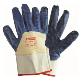   77291 - 10'' kék nitril (NBR) kesztyű, HALF hát bevont, szövet bélés, biztonsági mandzsetta,