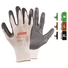   77294 - 8''/M fehér nylon kesztyű, kötött bélés, szürke nitril (NBR) tenyér bevont,