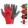77297 - 8''/M piros poliészter kesztyű kötött bélés, fekete latex tenyér,