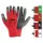 77297 - 8''/M piros poliészter kesztyű kötött bélés, fekete latex tenyér,