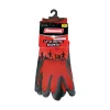 77297 - 8''/M piros poliészter kesztyű kötött bélés, fekete latex tenyér,