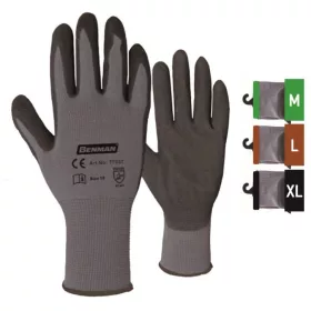   77407 - 11" szürke nylon kötött bélés kesztyű, fekete nitril (NBR), tenyér dupla bevont, durva,