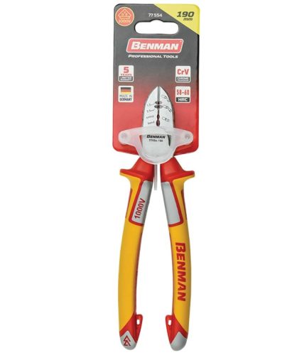 77554 - villanyszerelő oldaltvágó, powergrip, 1000V, VDE - 190mm