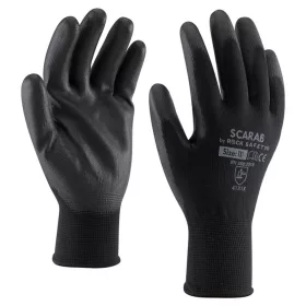   E-041440 - PU mártott, fekete szerelőkesztyű, bliszteres 11 / XXL